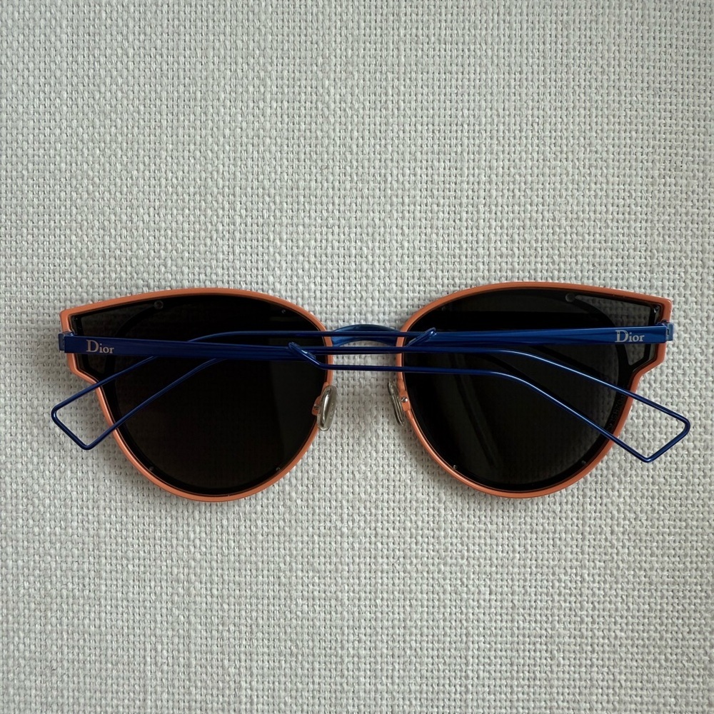 CHRISTIAN DIOR SCULPT Blue Green Mirrored Cat Eye Sunglasses AUTHENTIC - Picture 4 of 11